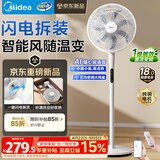 美的（Midea）【闪拆系列】一键闪电拆装直流变频家用语音电风扇一级能效轻音落地扇大风力卧室立式电扇SDJ30BC
