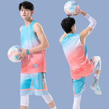 HKBQ篮球服套装男定制球服球衣青少年篮球班赛队服夏季运动训练衣服 215蓝橘色 2XL(170-175cm)