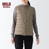 MUJI MUJI 女式 便携式 无领 羽绒背心BDC30C2A舒适轻薄保暖蓬松马甲  米色 M