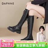 达芙妮官方长筒靴女靴秋冬2026新款骑士靴女弹力高筒靴显瘦百搭长靴女 黑色【升级推荐】 36