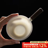 兮元记茶漏茶滤羊脂玉瓷茶具配件茶叶过滤网白瓷泡茶神器瓷孔一体滤茶器 平底锅羊脂玉瓷-单茶漏