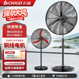志高（CHIGO）大功率工业风扇挂壁扇大风力落地扇除甲醛强力机械立式工厂车间大风扇摇头商用烧烤牛角壁扇电风扇 FS-50落地扇【合金叶 固定杆 大风力】