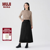 MUJI女式 木棉混 灯芯绒 A字裙 中长款半身裙子女款 美拉德 BE11CC3A 黑色 S 155/62A