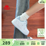 Kappa卡帕背靠背女鞋春季厚底小白鞋子女板鞋新款情侣鞋百搭休闲运动鞋 经典白/冰山蓝 36