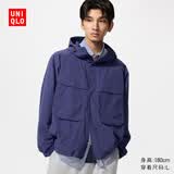 优衣库防风连帽外套男装女装夹克482213 76 紫色 2XL