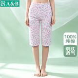 AB纯棉女中老年夏薄款家居服妈妈上衣宽松大码印花短袖汗衫 含苞【裤子】 XL