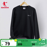 乔丹卫衣男外套春季保暖透气加绒长袖圆领套头衫针织上衣运动服 黑色  常规-349A【推荐】 L