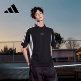 阿迪达斯（adidas）短袖T恤男夏季运动棉质透气轻薄宽松半袖 黑色/亮白 M