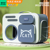 喵先生猫包外出大号宠物包太空舱猫咪背包便携包猫狗双肩包猫包车载箱包 蓝白色透气双肩背包