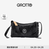 GROTTO个乐黑石包经典大容量植鞣绵羊皮单肩斜挎通勤软包男女款礼物 黑石L（银标）