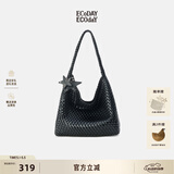 ECODAY编织托特包通勤包女包大容量单肩包手提包生日礼物520礼物送女友 My dear friend-B007H 黑色 大号