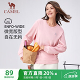 骆驼（CAMEL）长袖圆领套头卫衣女宽松休闲运动打底衫 J23CZ0L5064 柔雾粉 XL