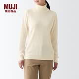 MUJI女式 颈部使用了棉的 可水洗高领毛衣 长袖打底针织衫 BAG15A2A 米白色 L (165/88A)