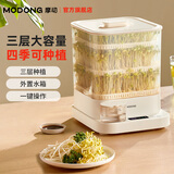摩动豆芽机家用全自动智能发黄绿豆芽神器自制多功能水循环洒水微电脑定时机器绿豆催芽苗灌盆MD-DY01 三层大容量豆芽机【四季可种植】