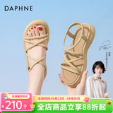 达芙妮（DAPHNE）凉鞋女夏季2025新款女鞋平底休闲凉拖鞋沙滩鞋罗马凉鞋女 黄色【松紧带热卖款】 37