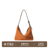 裘真【明星同款】植鞣胎牛皮腋下经典hobo包通勤真皮女包 焦糖色-小号(胎牛皮版)售罄不预售 小包/大包