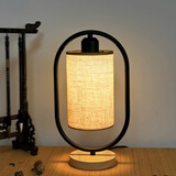 瑜尚臻品新中式台灯复古风书法卧室床头灯简约国风书房装饰摆件氛围小夜灯 新中式台灯【黑圈+麻灰灯罩 】 7w 暖光LED