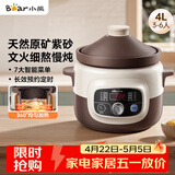 小熊（Bear）电炖锅 煲汤锅炖汤锅 电砂锅 紫砂锅 大容量4-6人煮粥锅电汤锅炖盅燕窝电炖盅4L DDG-D40B1