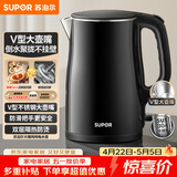 苏泊尔（SUPOR）电水壶烧水壶 304不锈钢电热水壶1.5L小容量 双层防烫全钢无缝开水壶 SW-15T83A 