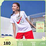 NIKE  3BRAND 耐克男女童纯棉短袖T恤+短裤2件套装夏季新款短袖套装 学院红（1259） 150 /72 【建议身高140-152cm】