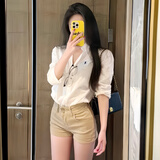 南木熊牛仔短裤女2026夏季新款辣妹美式高级感性感显瘦a字丰胯包臀热裤 卡其色短裤 S 85-95斤（卡码拍大）