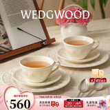 Wedgwood欢愉假日象牙白2杯2碟陶瓷咖啡杯碟精致茶杯碟高颜值下午茶套装