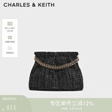 CHARLES&KEITH子母链条大容量流浪包托特包单肩斜挎包女包礼物CK2-40671449 【L号】Black Tweed黑色/白色CK2-40671449-2 L