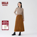 MUJI女式 木棉混 灯芯绒 A字裙 中长款半身裙子女款 美拉德 BE11CC3A 深棕色 S 155/62A