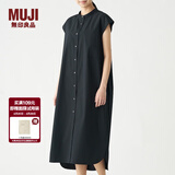 MUJI MUJI 女式 棉混弹力 法国袖连衣裙 BCL14A0S 黑色 L
