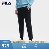 斐乐（FILA）官方春秋新款男子加绒保暖长裤针织直筒运动裤子百搭通勤休闲长裤 【经典款-不加绒秋冬版】正黑色-BK L 175/84A