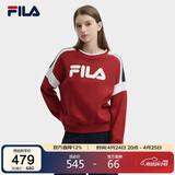 FILA 斐乐官方女子套头卫衣春季时尚休闲拼色针织长袖上衣