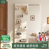 北极树实木洞洞板穿衣镜隐藏式推拉镜子家用可关闭壁挂墙玄关隐形试衣镜