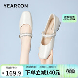 意尔康女鞋低跟浅口单鞋春秋气质通勤玛丽珍鞋女 11691W米白39