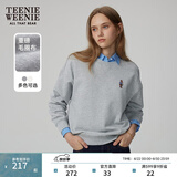 Teenie Weenie小熊秋季简约圆领套头卫衣学院风短款上衣休闲时尚女 浅灰色 S (160)
