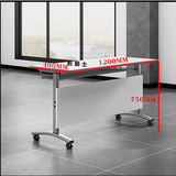 匠居士辅导班条桌折叠培训桌会议翻板桌带轮培训机构桌椅课桌学校书桌 白色1200*400*750