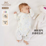 英氏（YEEHOO）婴儿衣服新生儿连体衣男女宝宝纯棉新疆棉婴幼儿居家爬服四季款 丛林鹦鹉【和蛤款】 52cm (建议0-1月  2-3.5kg)