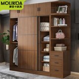 MOLIKOA实木衣柜家用卧室出租房用儿童储物收纳柜子新中式移门衣橱 长100*60*200【升级加深款】 免费送货上楼+安装