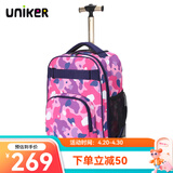 uniker拉杆书包女初高中小学生男大容量双肩背包可登机旅游行李箱包送礼 14232A紫气东来
