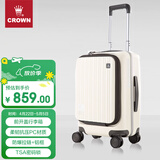 皇冠（CROWN）拉链铝框箱旅行箱登机箱大容量前开盖行李箱小型5278-20-白色
