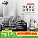 青苹果白酒杯二两杯刻度分酒器玻璃酒壶6只 家用饭店用