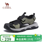 骆驼（CAMEL）男士户外休闲运动凉鞋包头洞洞沙滩鞋 G13M076103 黑/绿 40