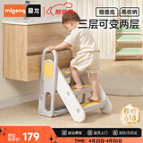 曼龙儿童百变扶手凳踩脚凳可折叠增高凳宝宝洗手台防滑梯子 莫奈灰