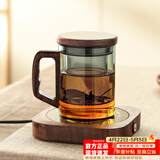 忆壶茶（YIHUTEA） 泡茶杯茶水分离玻璃杯办公室茶道喝茶杯子男士个人专用高档水杯 【黑色】加厚泡茶杯+55℃保温垫
