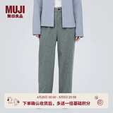 MUJI女式 弹力起毛 抽褶裤 休闲西裤长裤子春秋款 BE1P0C3A 灰色 L (165/70A)