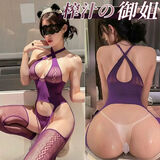 惹火猫（cupidcat）情趣内衣网衣黑丝连体衣蕾丝纯欲性感镂空渔网袜 R1767紫