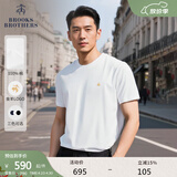 布克兄弟（BrooksBrothers）[100%棉]男士26夏季新品刺绣logo休闲圆领短袖T恤 1001-白色 L