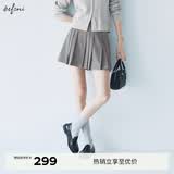 伊芙丽（eifini）朱珠代言时髦百搭显瘦miu系学院风百褶半身裙女2025新款 云烟灰 S 80-105斤