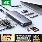 绿联Type-C扩展坞HDMI拓展坞网口转接读卡hub分线器适用苹果16/17华为小米笔记本电脑ipad雷电4