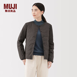 MUJI女式轻量羽绒便携式无领夹克羽绒服女款长袖25年冬季女装外套轻薄 深棕色 XL （165/92A）