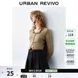 UR秋季新款女装旷野美拉德百搭修身针织开衫UWB940014 卡其 L